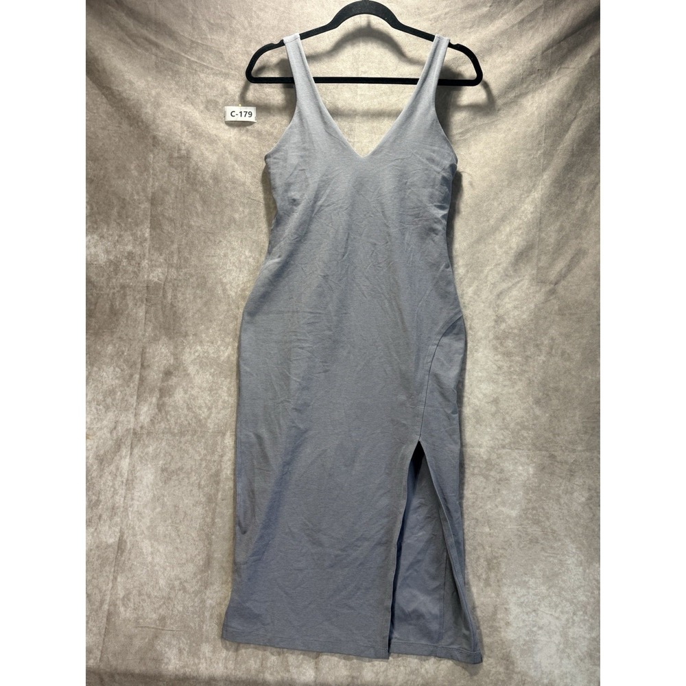 Beyond Yoga Icon SpaceDye Midi Dress Grey Shelf Bra Slit Women's Size SP